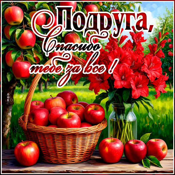 Postcard картинка подруга, спасибо тебе за все