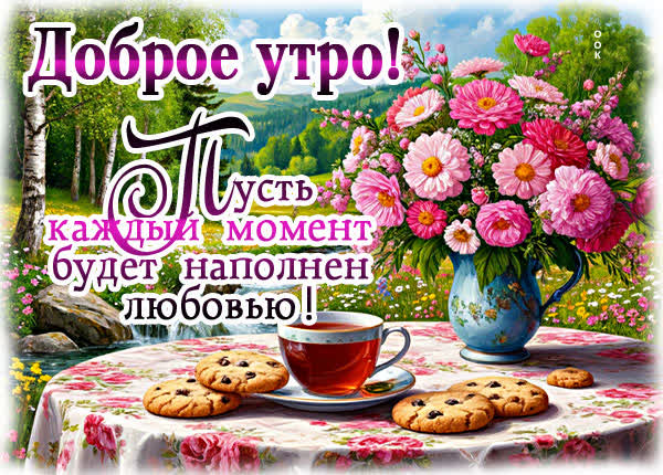 Postcard картинка утро доброе, пусть каждый момент будет наполнен любовью