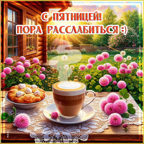 Postcard картинка вот и пятница, желаю отдохнуть