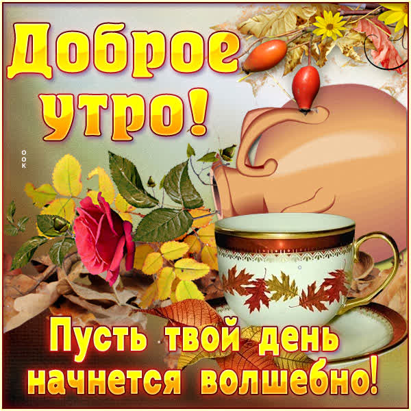 Postcard красивая осенняя открытка с добрым утром