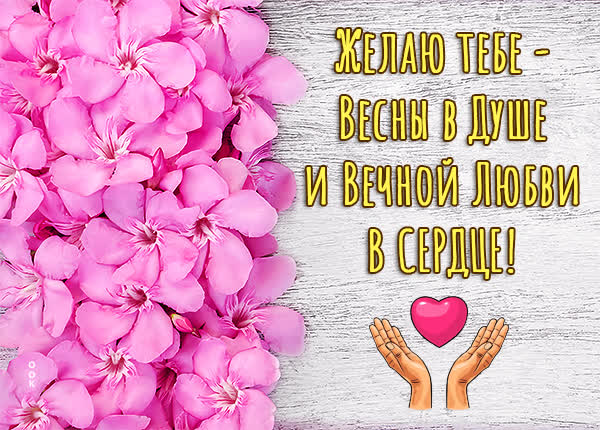 Postcard милая картинка желаю тебе весны в душе