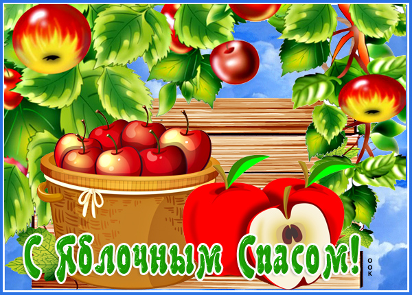 Картинка очаровательная открытка с яблочным спасом