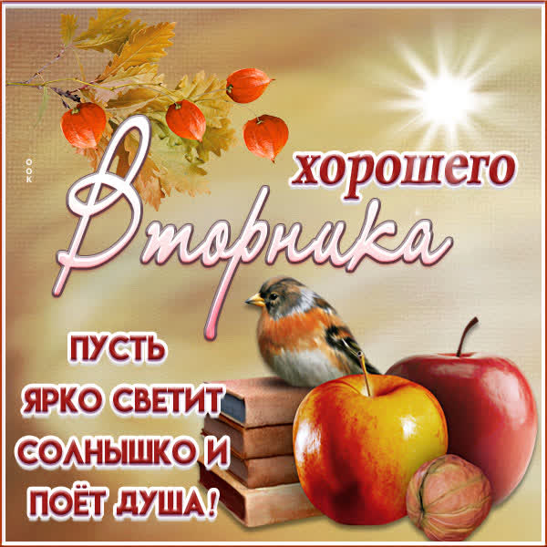 Postcard осенняя открытка с вторником