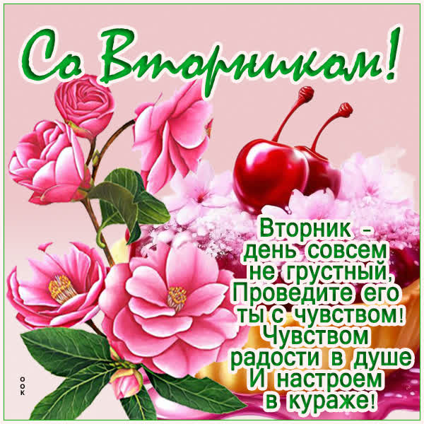 Postcard открытка cо вторник с позитивом