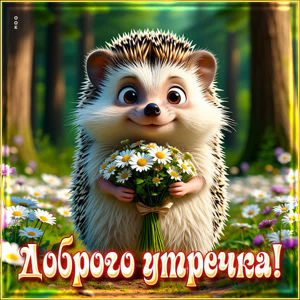 Postcard открытка с добрым утром от ежика