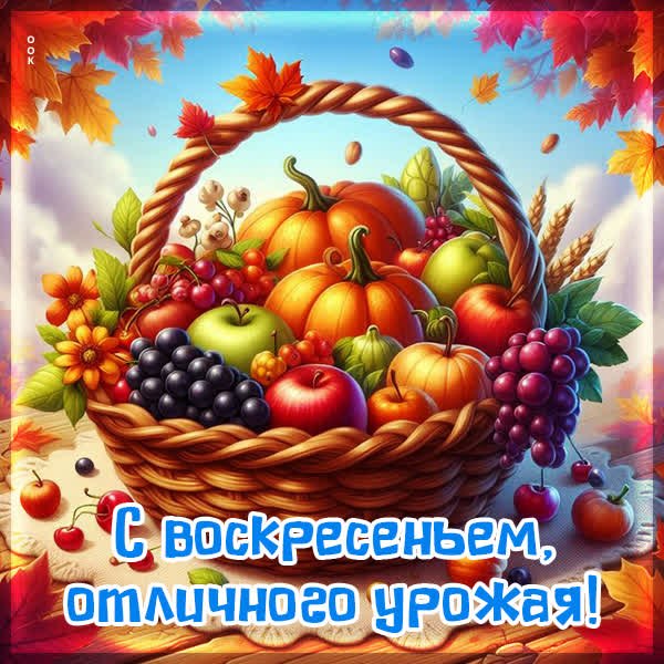 Postcard открытка с воскресеньем, отличного урожая