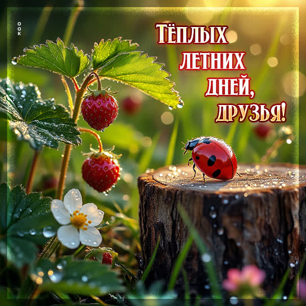 Postcard открытка теплых летних дней, друзья