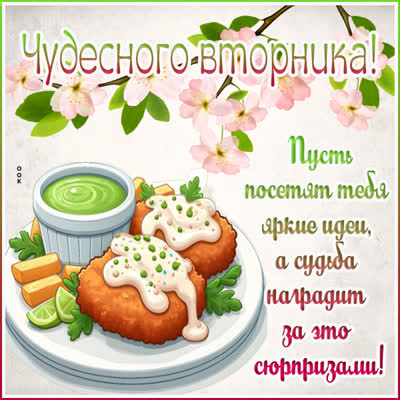 Postcard блестящая открытка чудесного вторника
