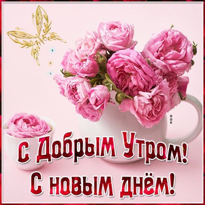 Картинка картинка доброе утро с розовыми цветами