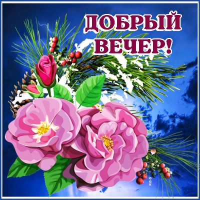 Картинка картинка добрый вечер с нежными цветами