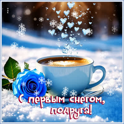 Postcard картинка с первым снегом, подруга