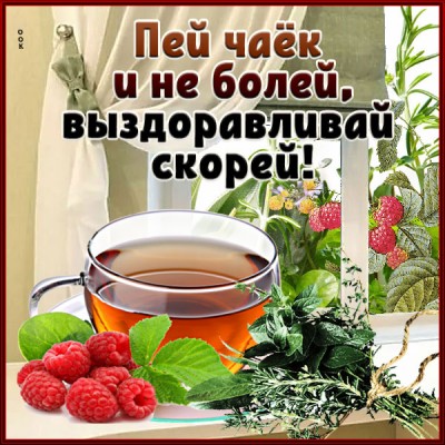 Картинка милая открытка выздоравливай быстрей и пей чаек