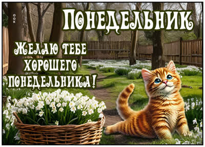 Picture открытка понедельник, пусть день начнётся с позитива