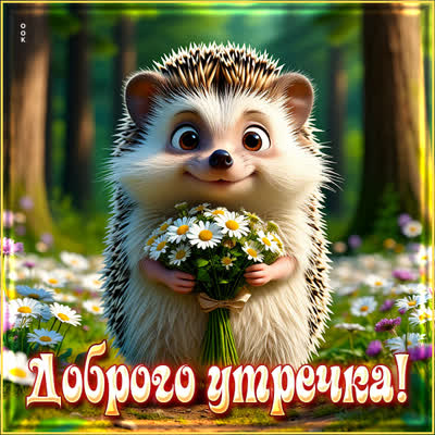 Postcard открытка с добрым утром от ежика