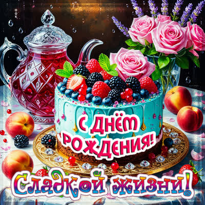Postcard открытка сладкой жизни в твой день рождения