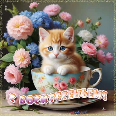 Postcard открытка воскресенье, с котенком