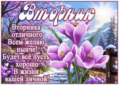 Picture открытка вторник, пусть день будет ярким и продуктивным