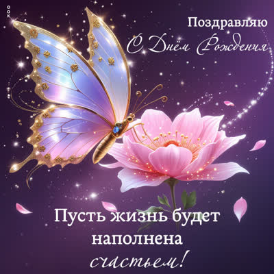 Postcard поздравляю с днем рождения! пусть жизнь будет наполнена счастьем