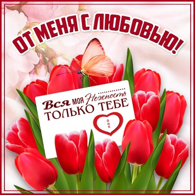 Картинка супер открытка от меня с тюльпанами