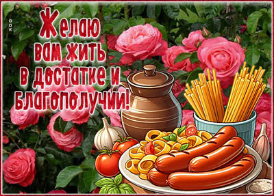 Postcard яркая открытка желаю вам жить в достатке