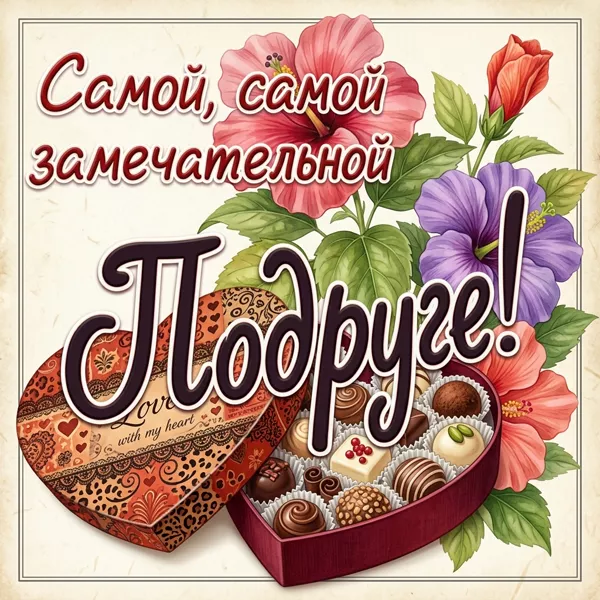 Открытка новая открытка любимой подруге