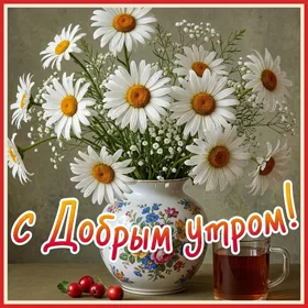 Открытка картинка доброе утро с ромашками