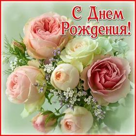Postcard симпатичная картинка с пионами на день рождения