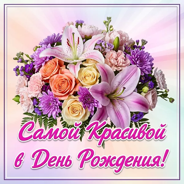 Postcard яркая открытка самой красивойв день рождения