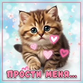 Postcard чудесная картинка прости меня с котенком