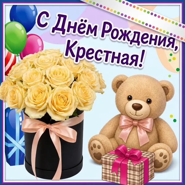 Картинка картинка с днем рождения любимой крестной