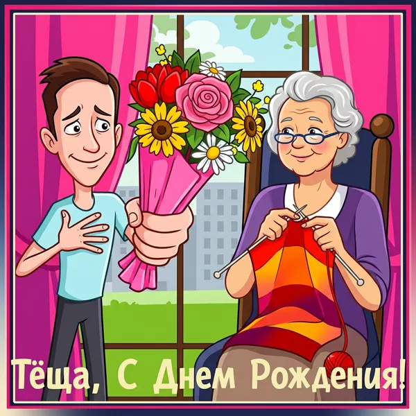 Открытка супер картинка с днем рождения теще