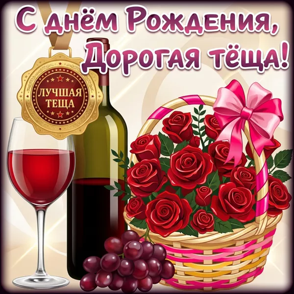 Открытка красивая картинка с днем рождения теще
