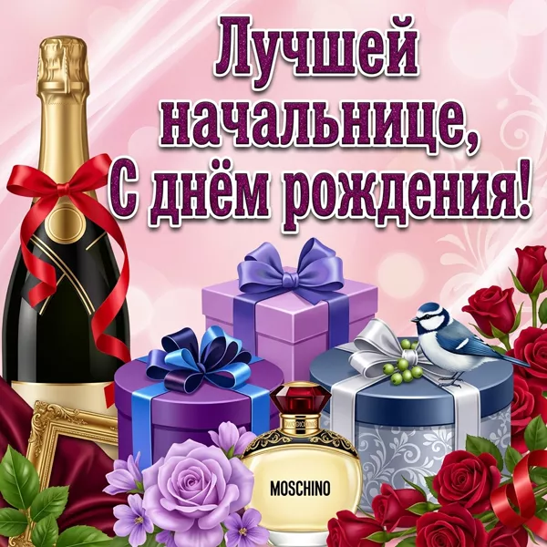 Открытка картинка лучшей в мире начальнице с днём рождения