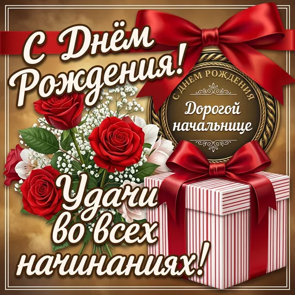 Картинка красивая картинка с днем рождения начальнице с поздравлением