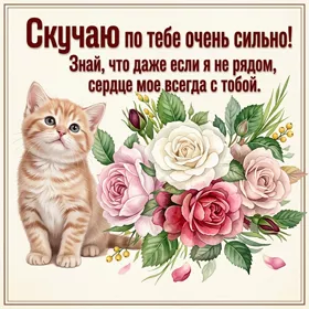 Postcard милая картинка скучаю по тебе очень сильно