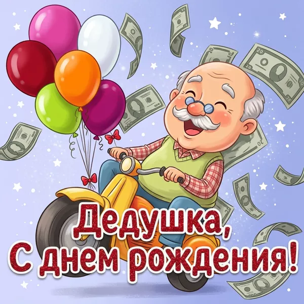 Картинка смешная открытка с днем рождения дедушке