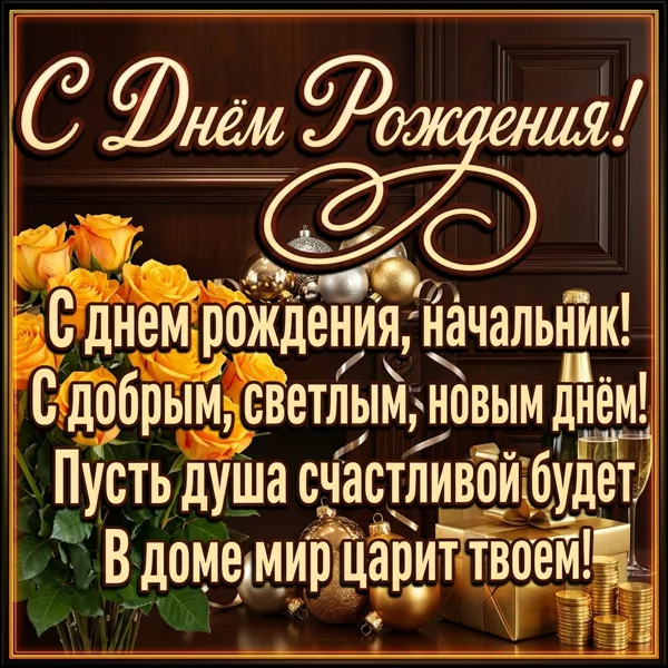 Картинка картинка с днем рождения начальнику с надписью