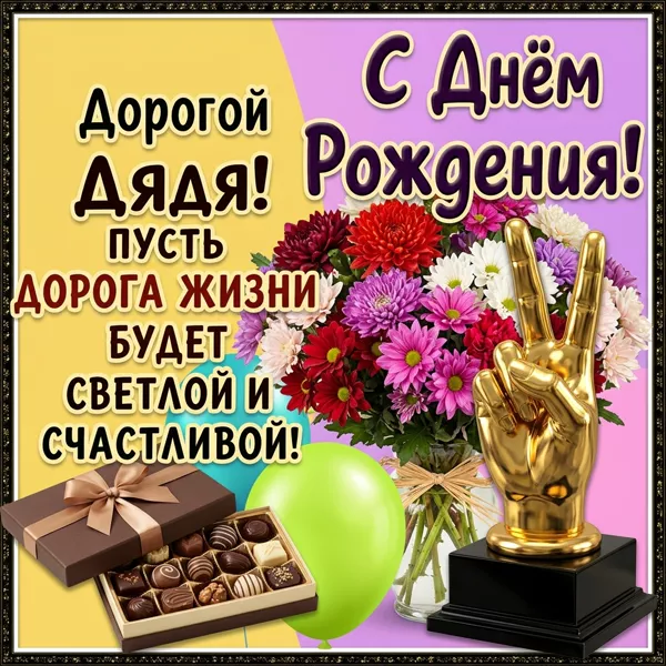 Картинка красивая открытка с днем рождения дяде