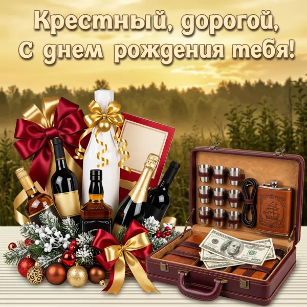 Открытка прикольная картинка с днем рождения крестному