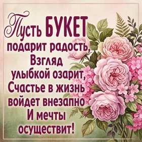 Postcard симпатичная открытка пусть букет подарит радость