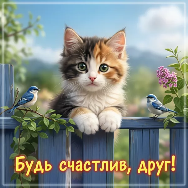 Postcard привлекательная открытка будь счастлив, друг
