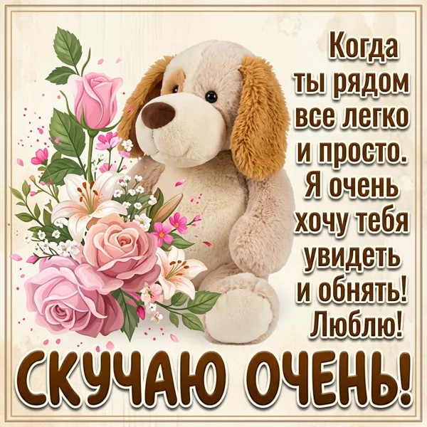 Picture очаровательная открытка скучаю очень
