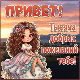 Picture очаровательная открытка тысяча добрых пожеланий тебе