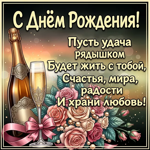 Picture пусть удача рядышком будет жить с тобой! с днем рождения