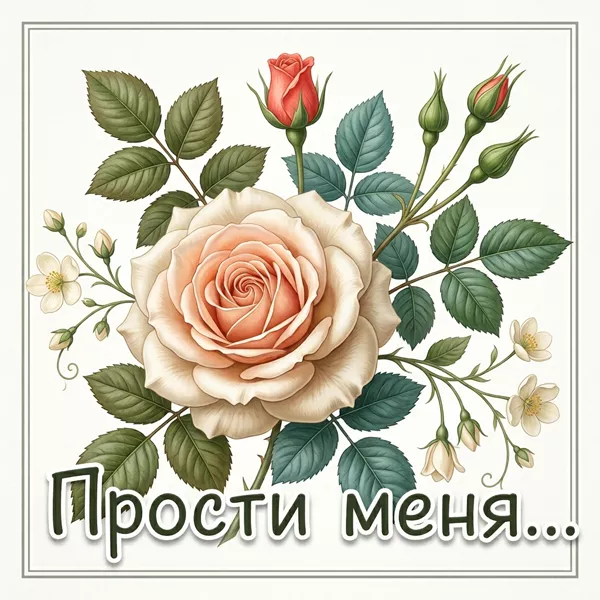 Postcard добрая открытка с розой прости меня