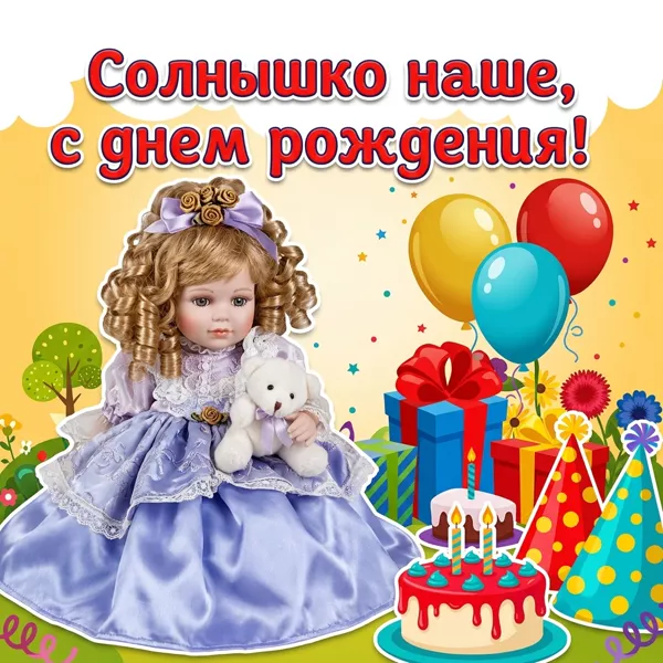 Открытка картинка с днем рождения внучке от бабушки