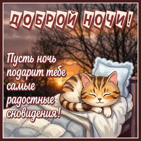 Postcard картинка спокойной ночи, пусть ночь принесет мир и спокойствие