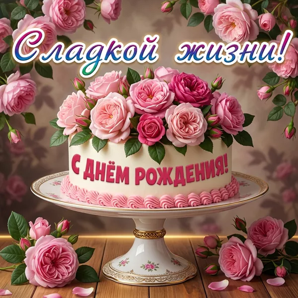 Picture картинка с днем рожденяи и сладкой жизни