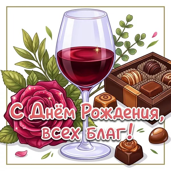 Postcard открытка с днем рождения, всех благ