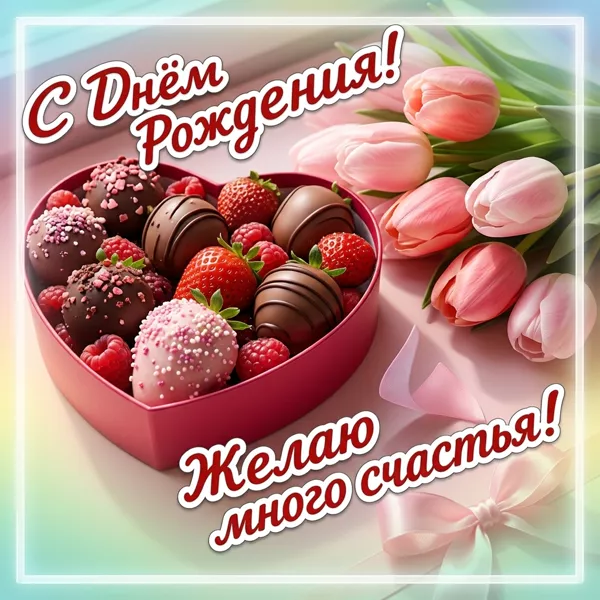 Postcard открытка много счастья в день рождения